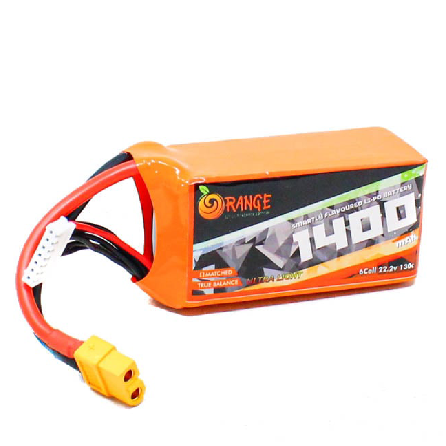 Orange 1400mAh 6S 130C (22.2V) Ultra Light Lithium Polymer Battery Pack (Li-Po)