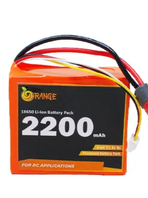 Orange ISR 18650 11.1V 2200mAh 8C 3S1P Li-Ion Battery Pack with DC Jack Female & Nylon-T
