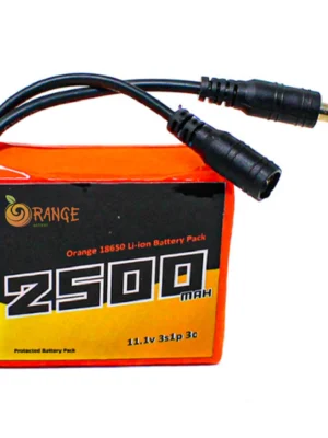 Orange NMC 18650 11.1V 2500mAh 3C 3S1P Li-Ion Battery Pack with DC Jack Male & Female