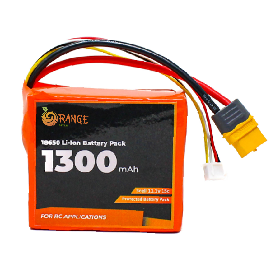 Orange ISR 18650 11.1V 1300mAh 15C 3S1P Li-Ion Battery Pack