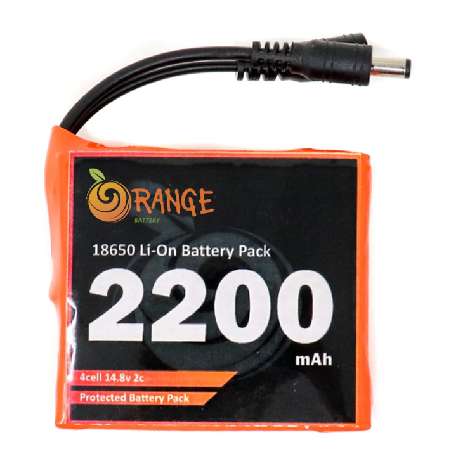 Orange ICR 18650 14.8V 2200mAh 2C 4S1P Li-Ion Battery Pack DC Jack Male – Female