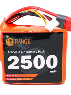 Orange NMC 18650 14.8V 2500mAh 3C 4S1P Li-Ion Battery Pack