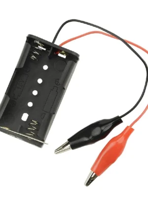 2 x AA Battery Holder Box with Alligator Clips without Cove
