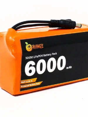Orange IFR 32650 12.8V 6000mAh 3C 4S1P LiFePO4 Battery Pack with DC Jack Male & Female