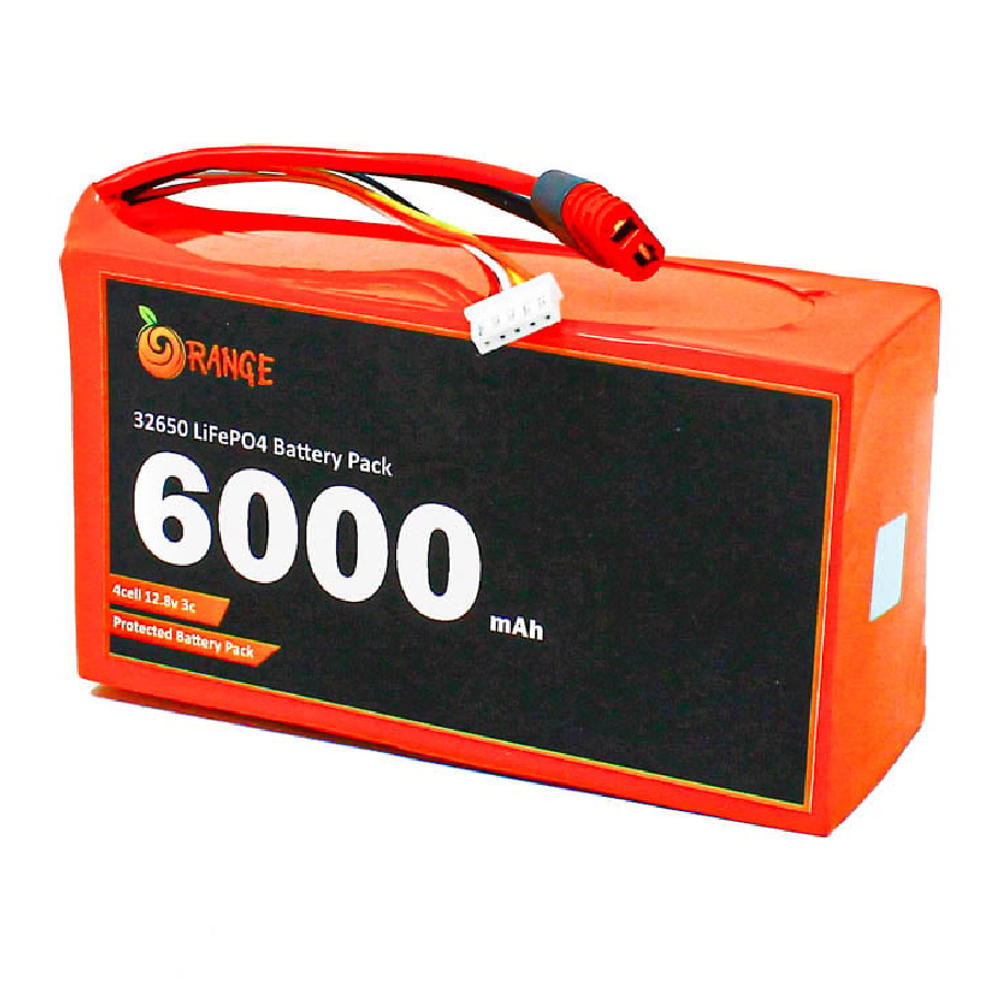 Orange IFR 32650 12.8V 6000mAh 3C 4S1P LiFePO4 Battery Pack with JST-XH & Nylon-T