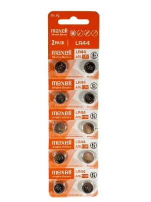 Maxell LR44 1.5V Micro Alkaline Coin Battery (Pack of 10)