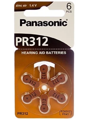 Panasonic Hearing device Battery Size PR312/PR41 – Pack of 6